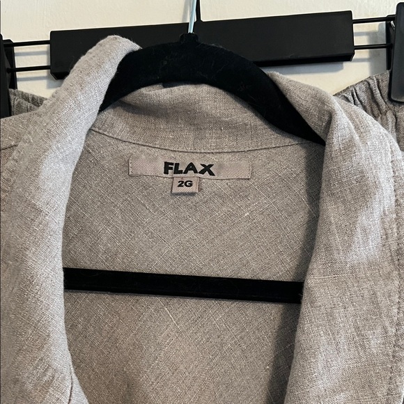 Flax tan/gray Linen Jacket and pant set - Picture 2 of 5